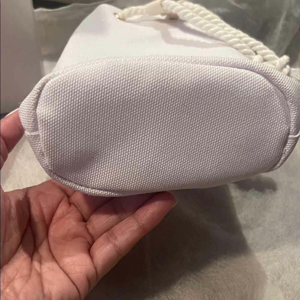 Dior white Canvas Drawstring Pouch with Gold CD Logo and box - Picture 3 of 8